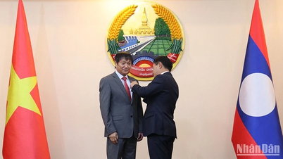Laos awards the Order of Itxala to Ambassador Nguyen Ba Hung