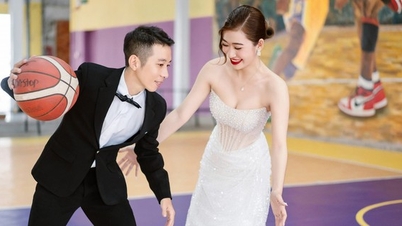 Impressed with creative wedding photos on the basketball court