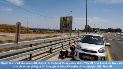 Israelis lie down on the streets as Hamas launches rockets from Gaza Strip