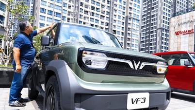 Ô tô điện 'quốc dân' VinFast VF3 xuất hiện, khách hàng xếp hàng ở Landmark 81 chờ lái thử