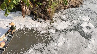 Black wastewater overflows into Cam Le River