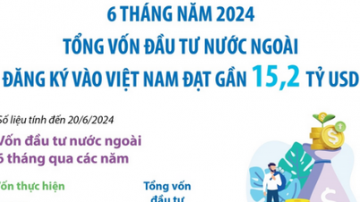 2024년 6개월 후 베트남의 총 등록 외국인 투자 자본이 152억 달러에 도달했습니다.