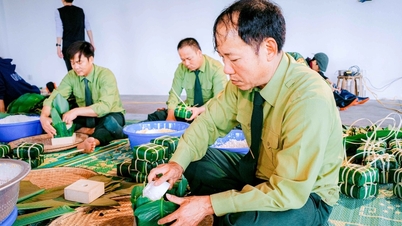 Gói bánh chưng xanh dâng lên mộ Đại tướng Võ Nguyên Giáp