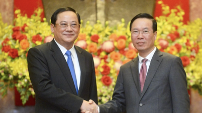 Präsident Vo Van Thuong empfängt den Premierminister der Demokratischen Volksrepublik Laos, Sonexay Siphandone