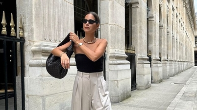 Áo bandeau top với quần tây, tối giản nhưng thanh lịch của mùa hè thu 2024