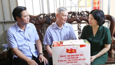 Der Vorsitzende des Volkskomitees der Provinz, Nguyen Huong Giang, besuchte die Stadt Tu Son und überreichte den Menschen mit revolutionären Verdiensten Geschenke.