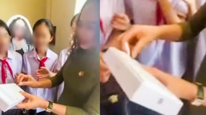 Xôn xao clip học sinh tặng ‘IPhone 16’ cho cô giáo