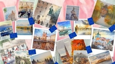 Triển lãm tranh màu nước giữa không gian của Ngôi làng châu Âu tại Việt Nam