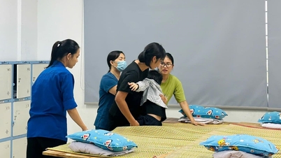 Giáo viên nấu cơm, đón người dân đến trường sơ tán
