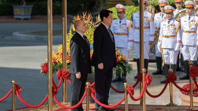 Overview of the welcoming ceremony for the King of Cambodia's visit to Vietnam