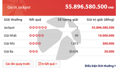 Thuê bao Vinaphone trúng Jackpot hơn 55 tỷ đồng