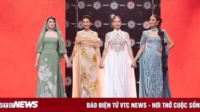 Ho Ngoc Ha និង Thanh Hang ពាក់អាវ Ao Dai នៅឯកន្លែងទេសភាពដោយអ្នករចនា Linh San