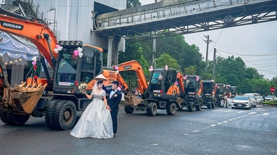 Groom picks up bride with excavator, bride's family surprised
