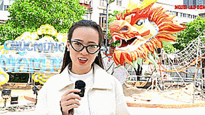 Cận cảnh đôi rồng dài 100 m, chuyển động trên đường hoa Nguyễn Huệ