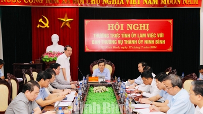Thường trực Tỉnh ủy làm việc với Ban Thường vụ Thành ủy Ninh Bình