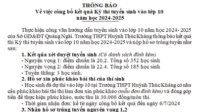 Điểm chuẩn lớp 10 năm 2024 Quảng Ngãi toàn bộ các trường nhanh nhất