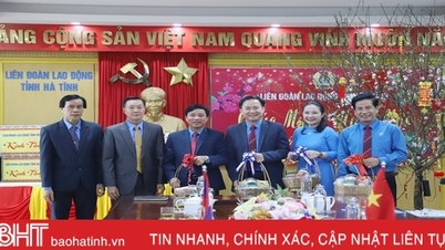 Liên hiệp Công đoàn Bolikhămxay chúc tết Liên đoàn Lao động Hà Tĩnh