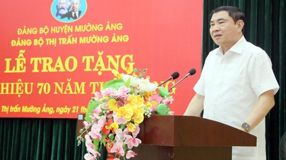 Trao Huy hiệu 70 năm tuổi Đảng cho hai đảng viên là Chiến sĩ Điện Biên