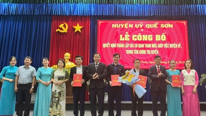 Quế Sơn công bố quyết định thành lập các cơ quan tham mưu, giúp việc Huyện ủy, Trung tâm Chính trị huyện