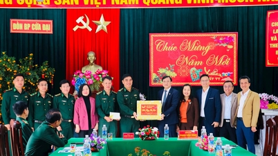 Head of the Provincial Party Committee's Organization Board Phan Van Binh visited and wished a happy new year to Cua Dai Border Guard Station