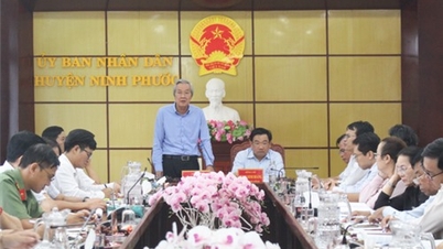 គណៈប្រតិភូត្រួតពិនិត្យរបស់គណៈកម្មាធិការប្រជាជនខេត្តបានធ្វើការជាមួយស្រុក Ninh Phuoc លើការអនុវត្តការកសាងជនបទថ្មី។