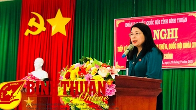 ប្រតិភូរដ្ឋសភាវៀតណាម លោក Tran Hong Nguyen ជួបជាមួយអ្នកបោះឆ្នោតនៅ Tanh Linh និង Duc Linh