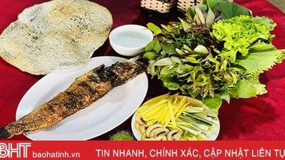 ត្រី​គល់រាំង​ដុត​ក្រអូប​ជាមួយ​ស្លឹក​ស៊ីម នៅ​តំបន់​ភ្នំ Ha Tinh