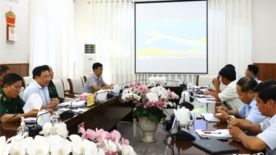 สหายตรีนห์มินห์ฮวง รองประธานคณะกรรมการประชาชนจังหวัดเป็นประธานการประชุมเพื่อรับฟังรายงานแผนเสนอสร้างที่หลบภัยพายุสำหรับเรือในหมู่บ้านบิ่ญเตียน