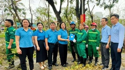 LĐLĐ thành phố thăm và động viên các đơn vị tham gia khắc phục hậu quả sau bão số 3