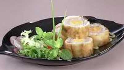 Fischröllchen mit Garnelen und Wachteleiern