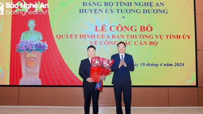 គណៈកម្មាធិការអចិន្ត្រៃយ៍នៃគណៈកម្មាធិការបក្សខេត្ត Nghe An បានប្រមូលផ្តុំ ចាត់តាំង និងតែងតាំងលេខាសម្ព័ន្ធយុវជនខេត្ត កាន់មុខតំណែងលេខាគណៈកម្មាធិការបក្សស្រុក Tuong Duong។