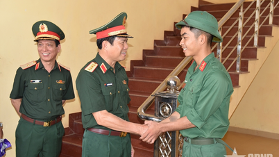 General Nguyen Tan Cuong inspekterar regemente 165 (division 312, armékår 12)