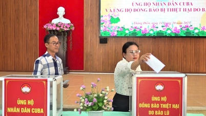 Thang Dien Commune received nearly 30 million VND to support the Cuban people and people in flood-affected areas.