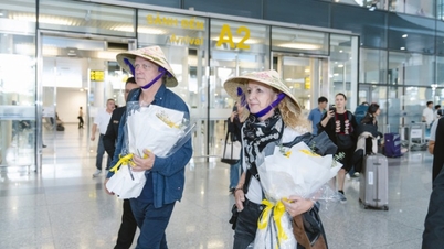 Le groupe Secret Garden est venu au Vietnam pour la première fois et a apprécié de porter des chapeaux coniques.