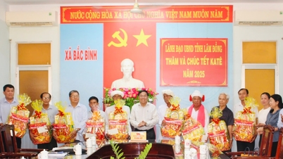O vice-presidente do Comitê Popular Provincial, Vo Ngoc Hiep, deseja um Feliz Ano Novo às comunas de Hong Thai e Bac Binh.