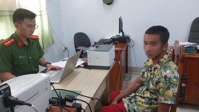 Polisi Distrik Tinh Bien menangkap seorang tersangka pencurian kabel listrik.