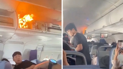 В пассажирском салоне китайского самолета произошел сильный пожар