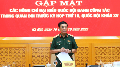 พลเอก ฟาน วัน ซาง เป็นประธานการประชุมกับสมาชิกรัฐสภาที่ทำงานในกองทัพ ก่อนการประชุมสมัยที่ 10 ของรัฐสภา สมัยที่ 15