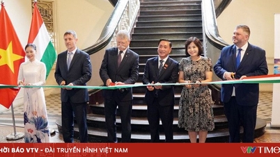 Der Vorsitzende der ungarischen Nationalversammlung durchschnitt das Band zur Eröffnung der Fotoausstellung über Ho-Chi-Minh-Stadt im frühen 20. Jahrhundert.