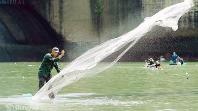 [Seri Foto] Massa berbondong-bondong ke pangkalan bendungan Tri An untuk 'mencari kekayaan alam' setelah pembangkit listrik tenaga air terbesar di Vietnam Selatan menutup pintu air