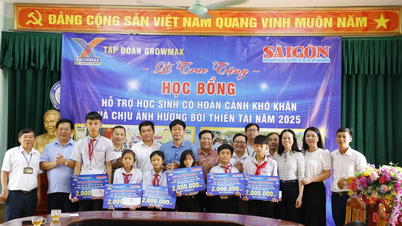 SGGP Newspaper and GrowMax Group award scholarships to disadvantaged students in flood-hit areas of Nghe An