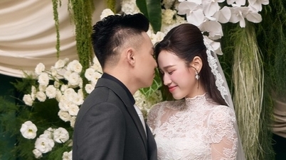 大企業のビジネスマンが10月22日の朝の結婚式で美人女王ド・ティ・ハにキスをした