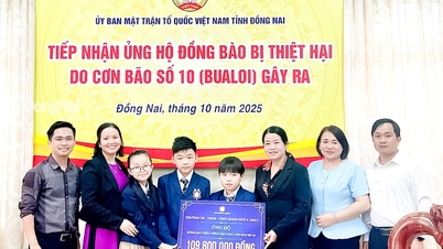 L'école primaire bilingue d'Asie, secondaire et lycée, a fait don de près de 110 millions de VND pour surmonter les conséquences des catastrophes naturelles.