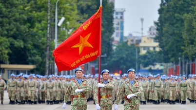 Returning from Africa, the blue beret soldier reported his achievements to Uncle Ho.