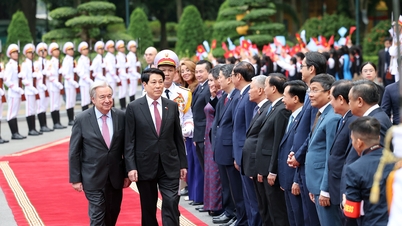 Chủ tịch nước Lương Cường chủ trì đón Tổng Thư ký Liên Hợp Quốc tại Phủ Chủ tịch