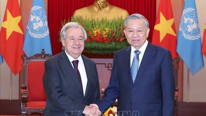 Convención de Hanoi: El Secretario General To Lam recibe al Secretario General de las Naciones Unidas