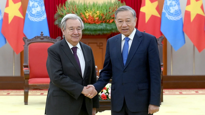 [Foto] El Secretario General To Lam recibe al Secretario General de las Naciones Unidas, Antonio Guterres
