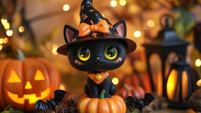 Ulica Hang Ma jest jaskrawo pomarańczowa przed Halloween