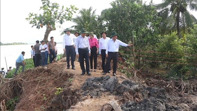 Vinh Long segera menangani tanah longsor dan berencana mengevakuasi warga di pulau kecil Thanh Long.