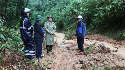 Leder av Quang Ngai provinsielle folkekomité inspiserer og leder reparasjon av jordskred i fjellområder